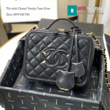 Túi xách Chanel Vanity Case siêu cấp màu đen 21cm - A93342 (1)