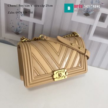 Túi Xách Chanel Boy Siêu Cấp Vân V màu da tay 25cm - A67086