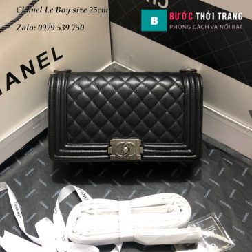 Túi Xách Chanel Boy Siêu Cấp da sần đen size 25cm (1)