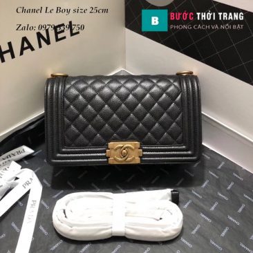 Túi Xách Chanel Le Boy Siêu Cấp da sần đen size 25cm (1)