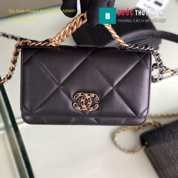 Túi Xách Chanel 19 Wallet On Chain Siêu Cấp Màu Đen