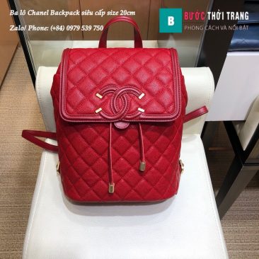 Ba lô Chanel Backpack siêu cấp size 20cm da hạt màu đỏ - A091228