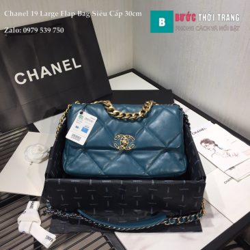 Túi Xách Chanel 19 Large Flap Bag Siêu Cấp Da Dê Màu Xanh Cổ Vịt 30cm - AS1161 (1)