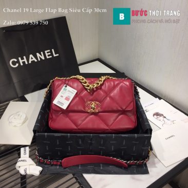 Túi Xách Chanel 19 Large Flap Bag Siêu Cấp Da Dê Màu Đỏ Đô 30cm - AS1161 (1)