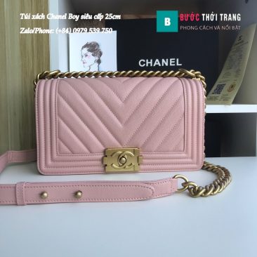 Túi Xách Chanel Boy Siêu Cấp Vân V màu hồng - A67086 (1)