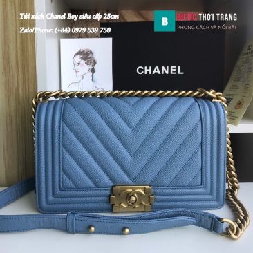 Túi Xách Chanel Boy Siêu Cấp Vân V màu xanh lam (1)