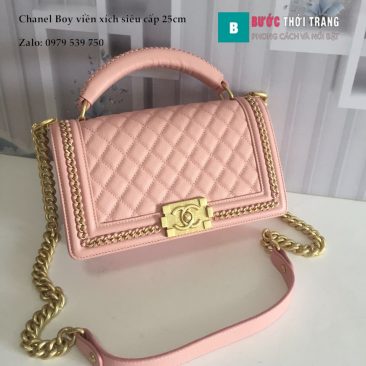 Túi Xách Chanel Boy Siêu Cấp ô trám màu hồng (1)