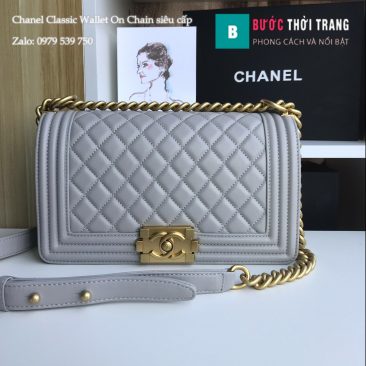 Túi Xách Chanel Boy Siêu Cấp ô trám màu xám xanh (1)