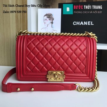 Túi Xách Chanel Boy Siêu Cấp ô trám màu đỏ - A67086 (1)