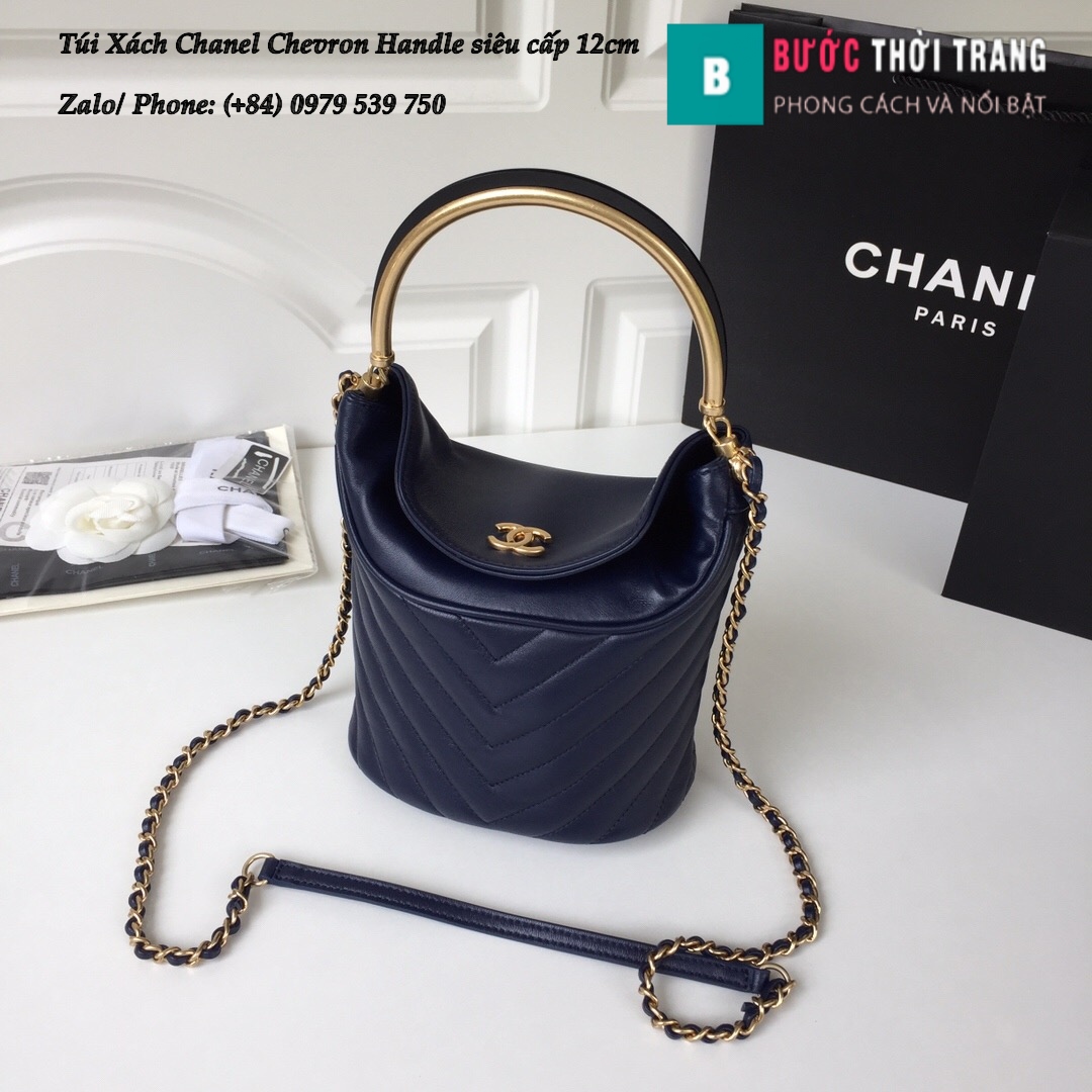 Túi Xách Chanel Chevron Handle with Chic Bucket 12cm – A57861