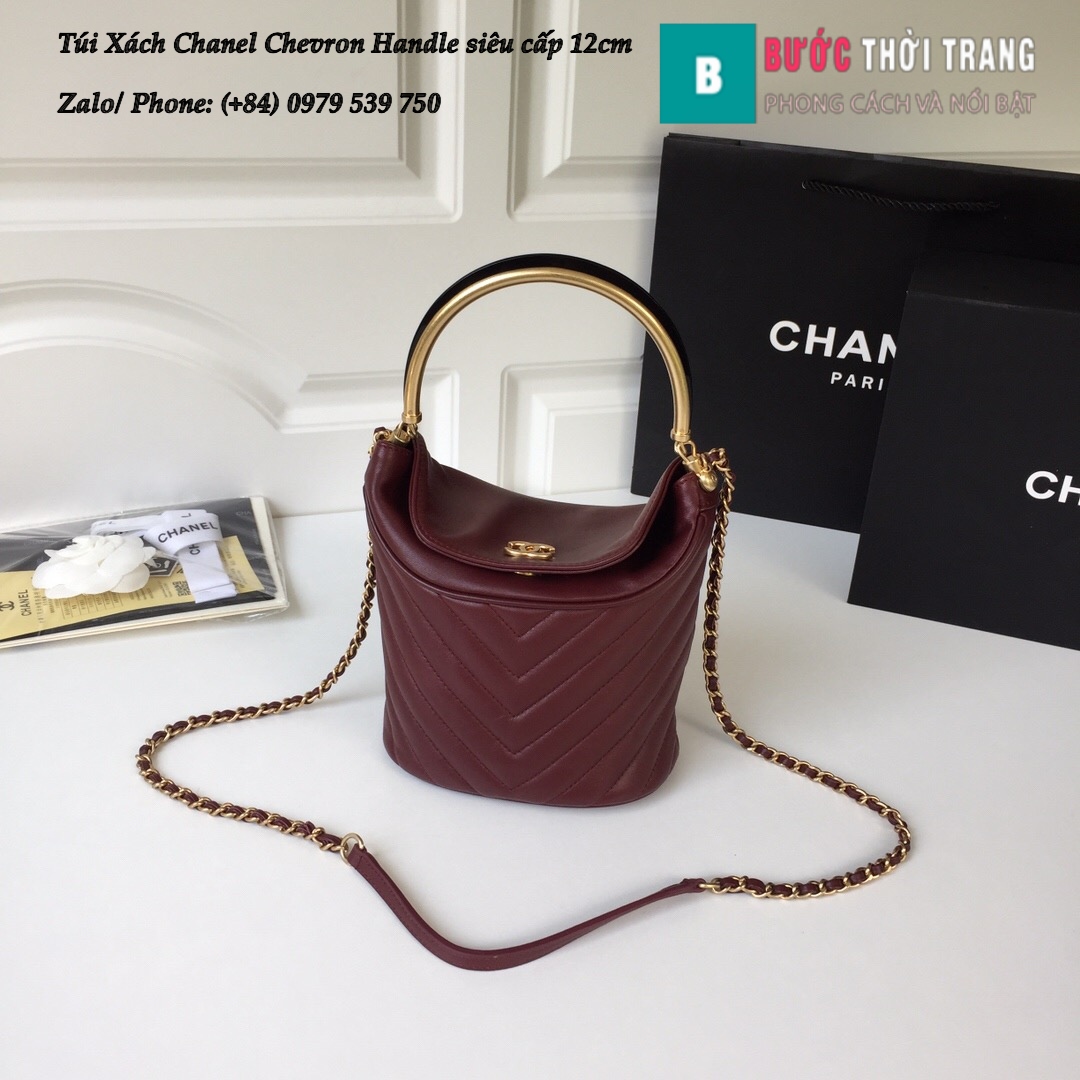 Túi Xách Chanel Chevron Handle with Chic Bucket 12cm – A57861 (20)