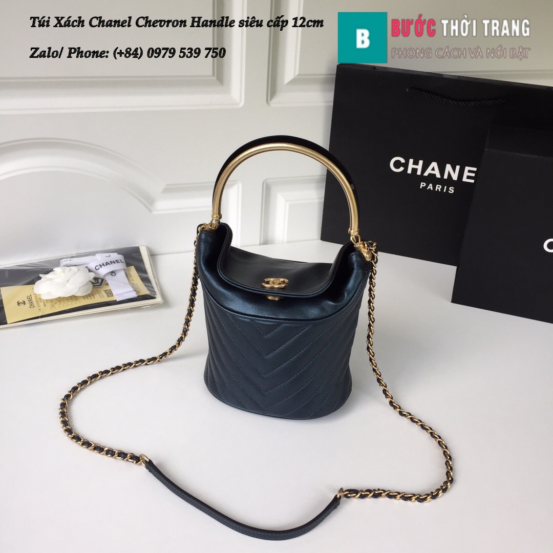 Túi Xách Chanel Chevron Handle with Chic Bucket 12cm – A57861