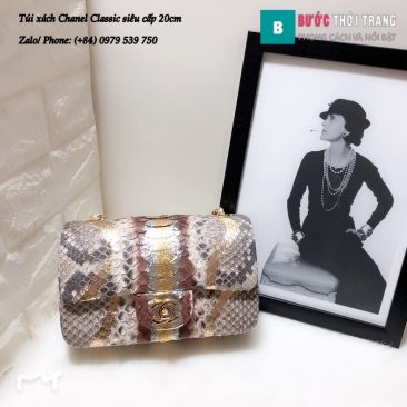 Túi Xách Chanel Classic siêu cấp da trăn size 20cm màu hoa văn 1 - CF1116