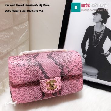 Túi Xách Chanel Classic siêu cấp da trăn size 20cm màu hồng - CF1116