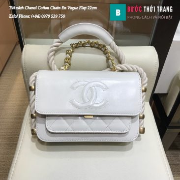Túi Xách Chanel Cotton Chain En Vogue Flap siêu cấp 22cm - AS0074