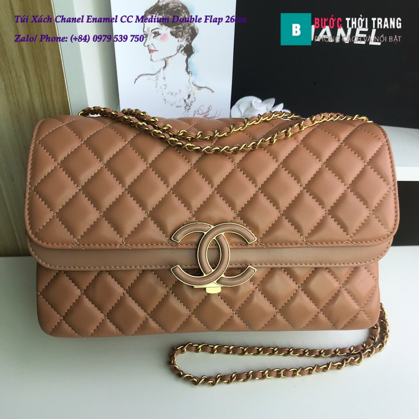 Túi Xách Chanel Enamel CC Medium Double Flap 26cm – A57276