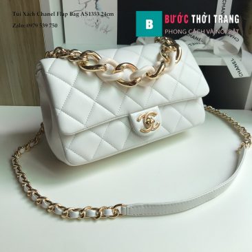Túi Xách Chanel Flap Bag Siêu Cấp Da Cừu Màu Trắng 24cm - AS1353 (1)