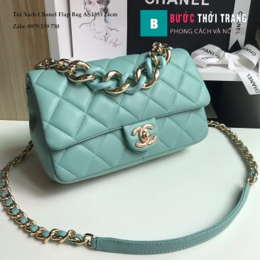 Túi Xách Chanel Flap Bag Siêu Cấp Da Cừu Màu Xanh Ngọc 24cm - AS1353 (1)