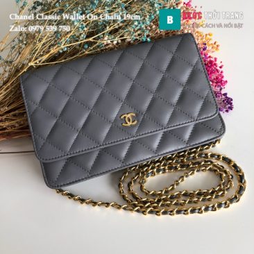 Túi Xách Chanel Wallet On Chain siêu cấp da cừu màu lông chuột 19cm - 33814 (1)