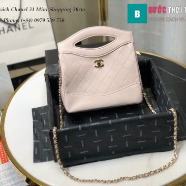 Túi xách Chanel 31 Mini Shopping siêu cấp màu hồng size 20cm - AS9196 (1)