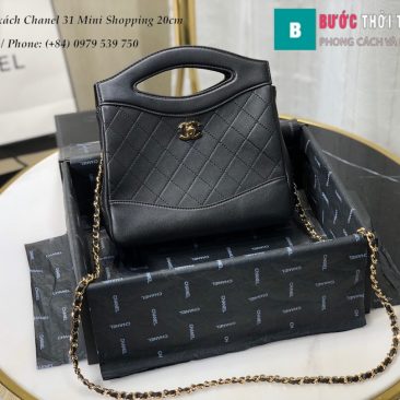 Túi xách Chanel 31 Mini Shopping siêu cấp màu đen size 20cm - AS9196 (1)