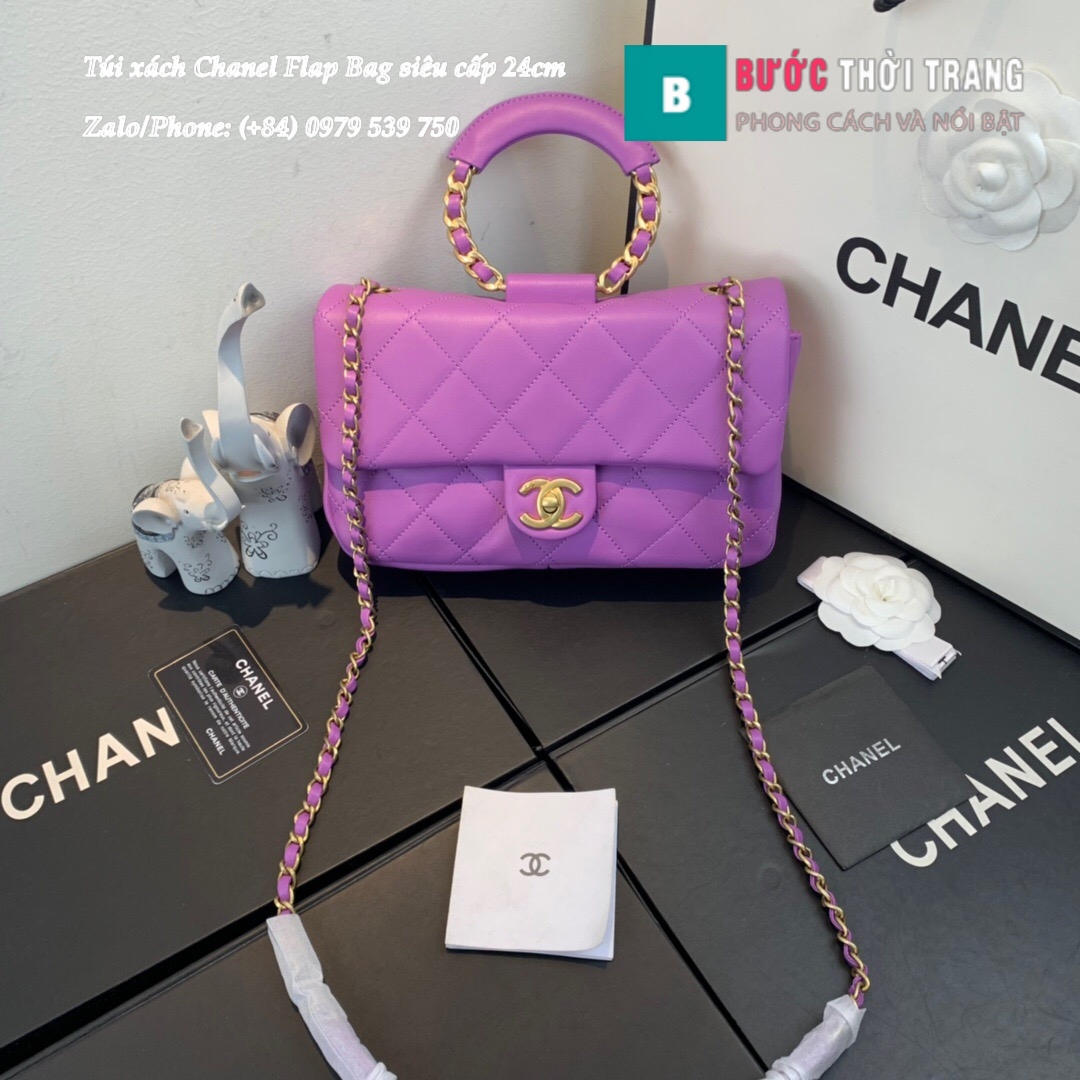 Túi xách Chanel Flap Bag siêu cấp màu tím – AS1358 (1)
