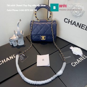 Túi xách Chanel Flap Bag siêu cấp quai tròn màu xanh biển size 20cm - AS1357 (1)