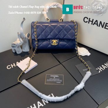 Túi xách Chanel Flap Bag siêu cấp quai tròn màu xanh biển size 24cm - AS1358 (1)