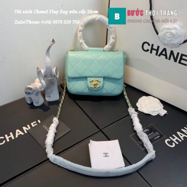 Túi xách Chanel Flap Bag siêu cấp quai tròn màu xanh lơ size 20cm - AS1357 (1)