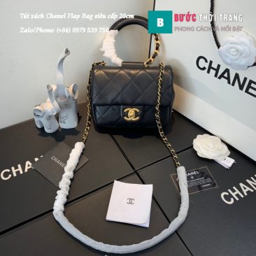 Túi xách Chanel Flap Bag siêu cấp quai tròn màu đen size 20cm - AS1357 (1)