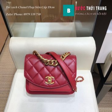 Túi xách Chanel Flap Siêu Cấp Da bê Màu Đỏ 19cm - SS 0784