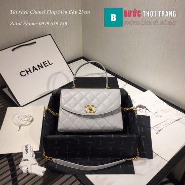 Túi xách Chanel Flap With Top Handle siêu cấp màu xanh xám - AS1175