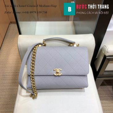 Túi xách Chanel Grained Medium Flap Da Bê Màu Ghi Nhạt Size 25cm - AS0305 (1)