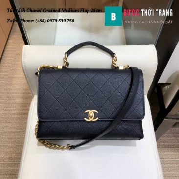 Túi xách Chanel Grained Medium Flap Da Bê Màu Đen Size 25cm - AS0305 (1)