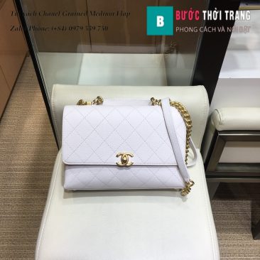 Túi xách Chanel Grained Medium Flap Da bê Màu Trắng 25cm - AS0305 (1)
