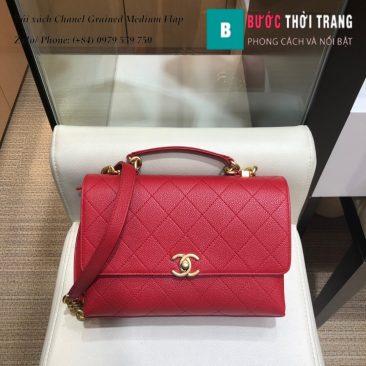 Túi xách Chanel Grained Medium Flap Da bê Màu Đỏ 25cm - AS0305 (1)