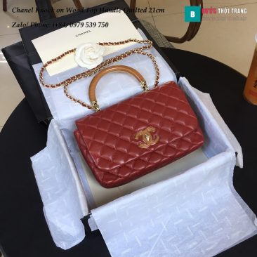 Túi xách Chanel Knock on Wood Top Handle Quilted Mini màu đỏ - A57342 (1)