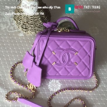 Túi xách Chanel Vanity Case siêu cấp màu tím 17 và 21cm - A93342 (1)
