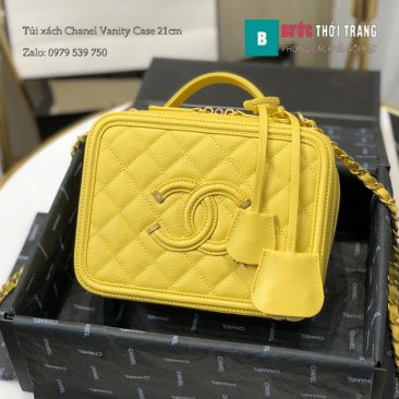 Túi xách Chanel Vanity Case siêu cấp màu vàng 21cm - 93342 (1)