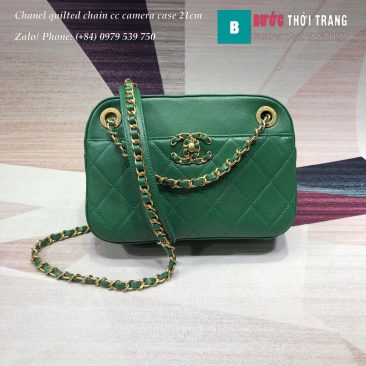 Túi xách Chanel quilted chain cc camera case siêu cấp màu xanh lá - AS0971 (1)