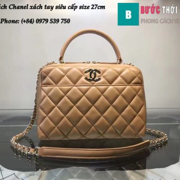 Túi xách Chanel xách tay siêu cấp da trơn size 27cm - AX98027